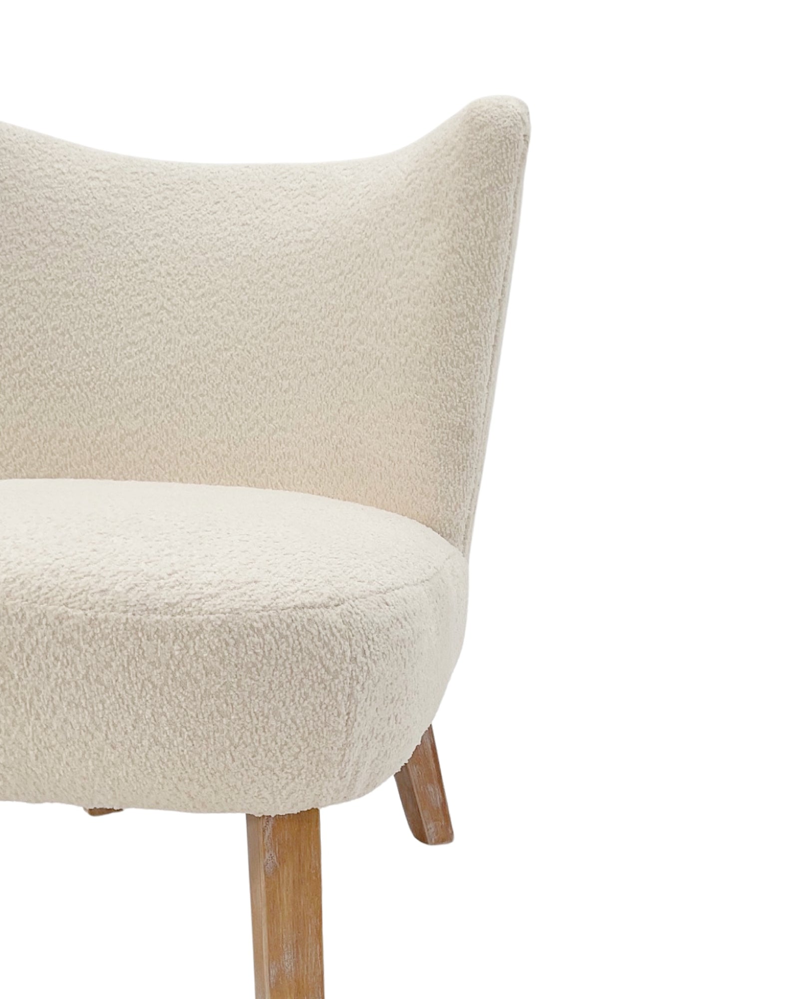 Poltrona in tessuto bouclé e legno Pure White - OrchideaMilano1981