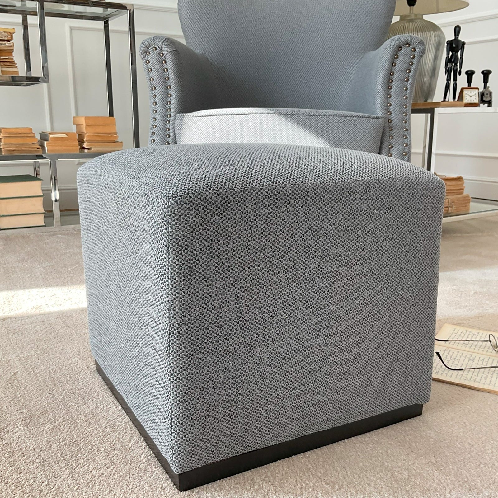 Pouf a cubo in tessuto Dark Grey - OrchideaMilano1981
