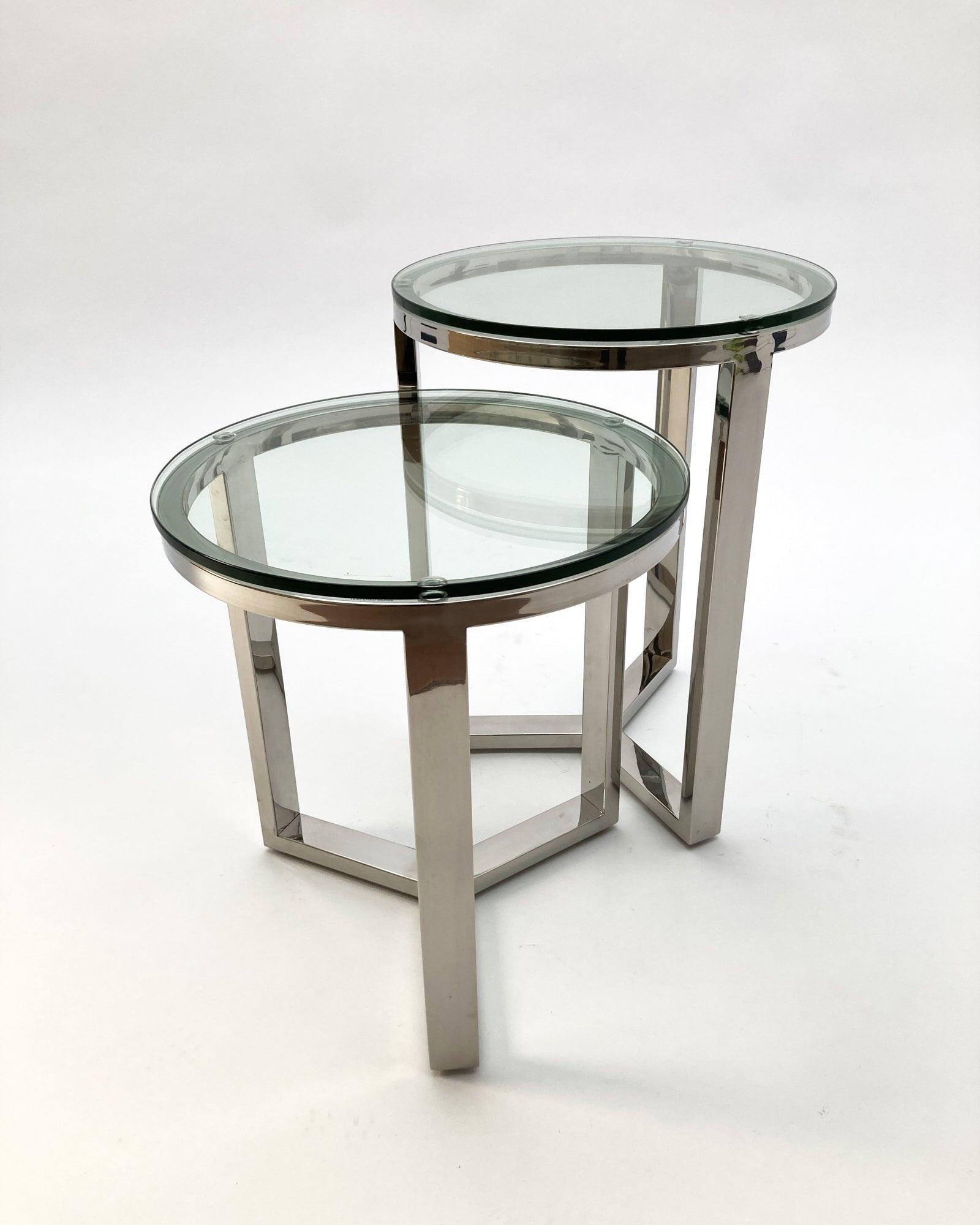 Tavolini rotondi a nido in acciaio e vetro Vanderbilt Avenue set di 2 - OrchideaMilano1981