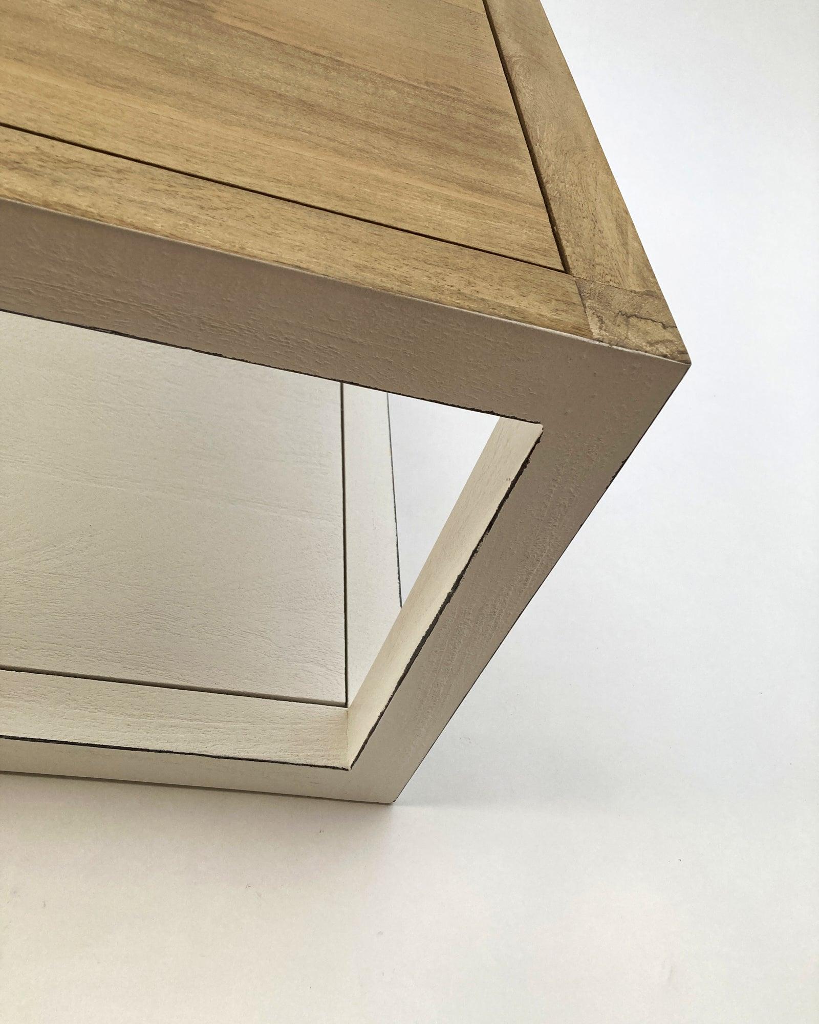 Tavolino da salotto quadrato in legno massello Acqua 70 cm - OrchideaMilano1981