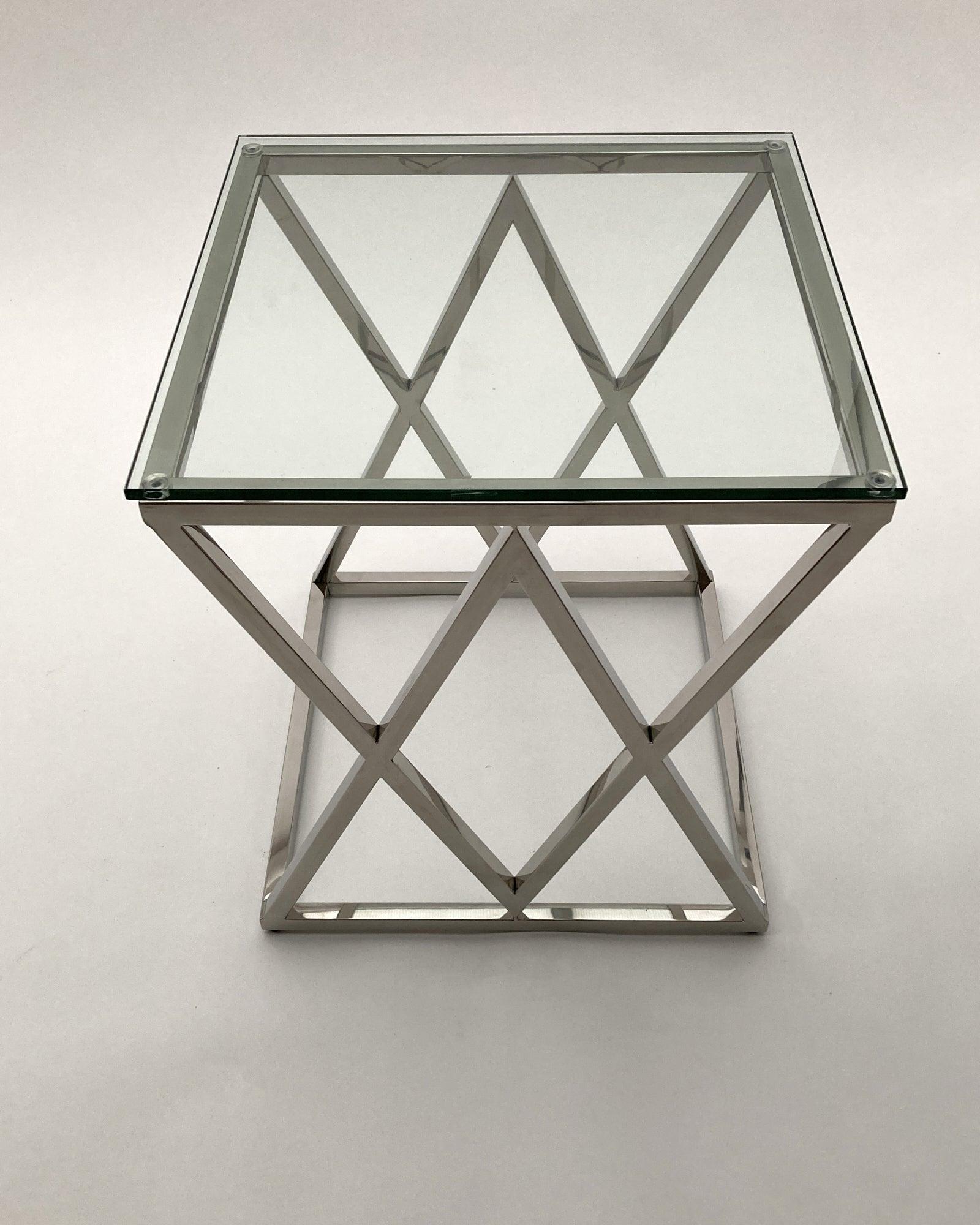 Tavolino da salotto quadrato in acciaio e vetro Madison Avenue 50 cm - OrchideaMilano1981