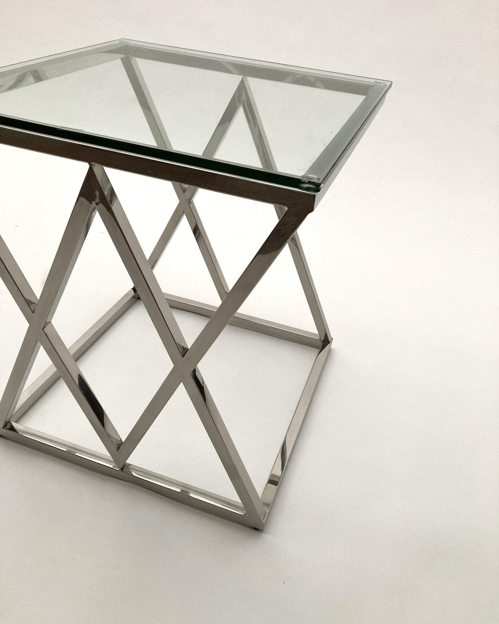 Tavolino da salotto quadrato in acciaio e vetro Madison Avenue 50 cm - OrchideaMilano1981