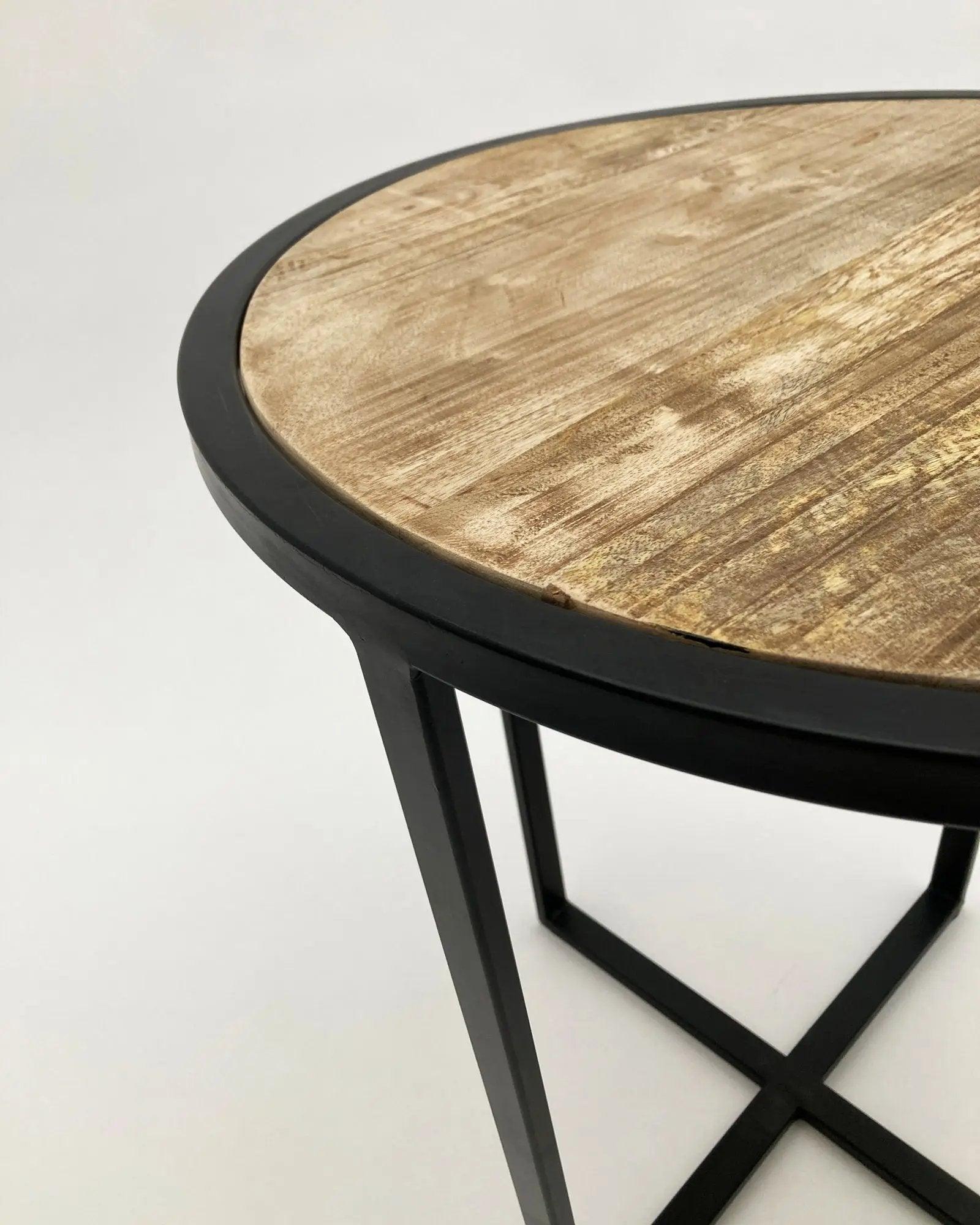 Tavolino rotondo moderno in legno e ferro Utility 52 cm - OrchideaMilano1981