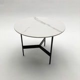 Tavolino rotondo da salotto moderno in quarzite e ferro Black Living Small 50 cm - OrchideaMilano1981