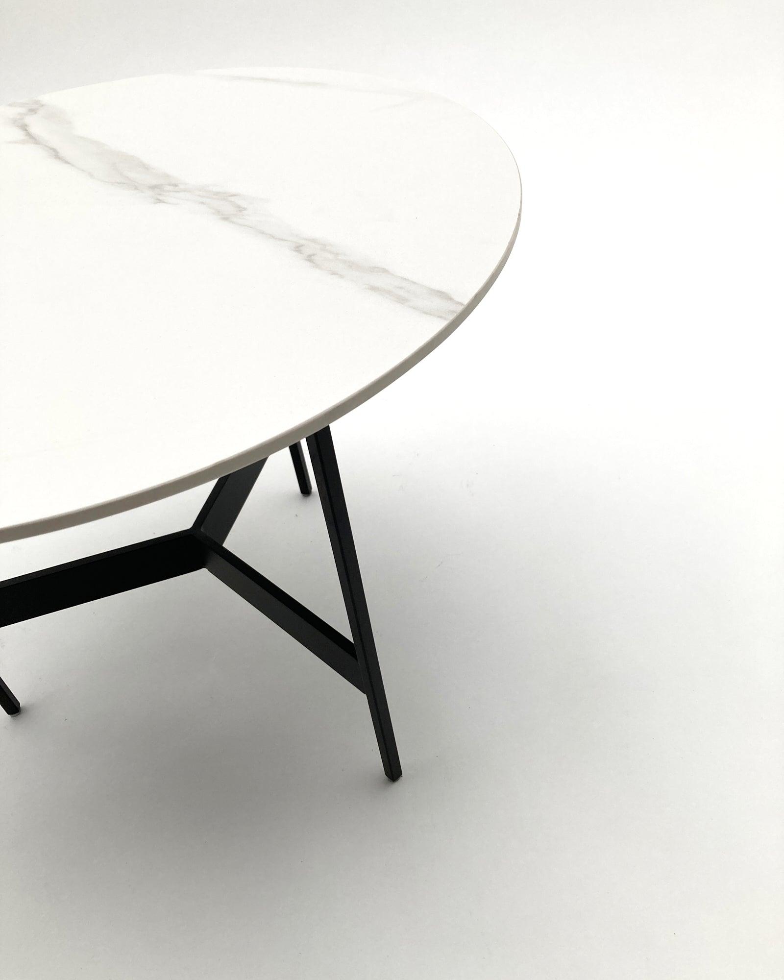 Tavolino rotondo da salotto moderno in quarzite e ferro Black Living Small 50 cm - OrchideaMilano1981