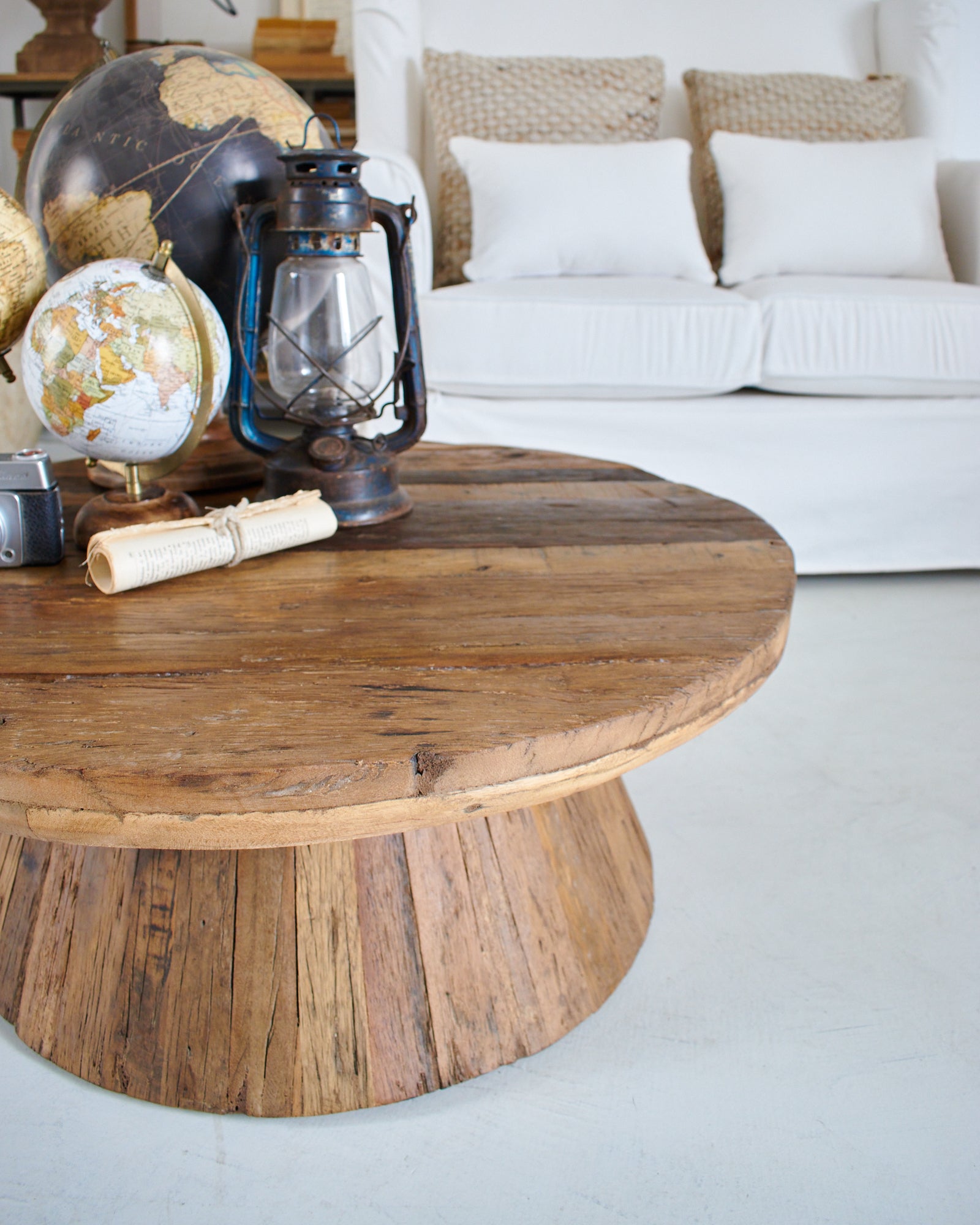 Tavolino rotondo moderno in legno Raw Big 80 cm - OrchideaMilano1981