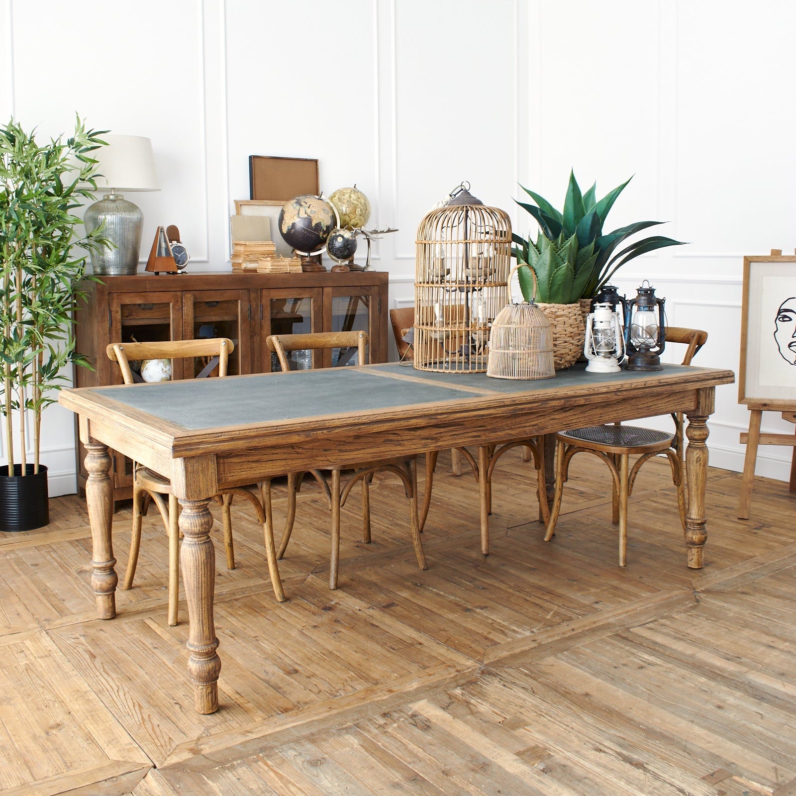 Tavolo in legno massello con top in zinco Convivium 220 cm - OrchideaMilano1981